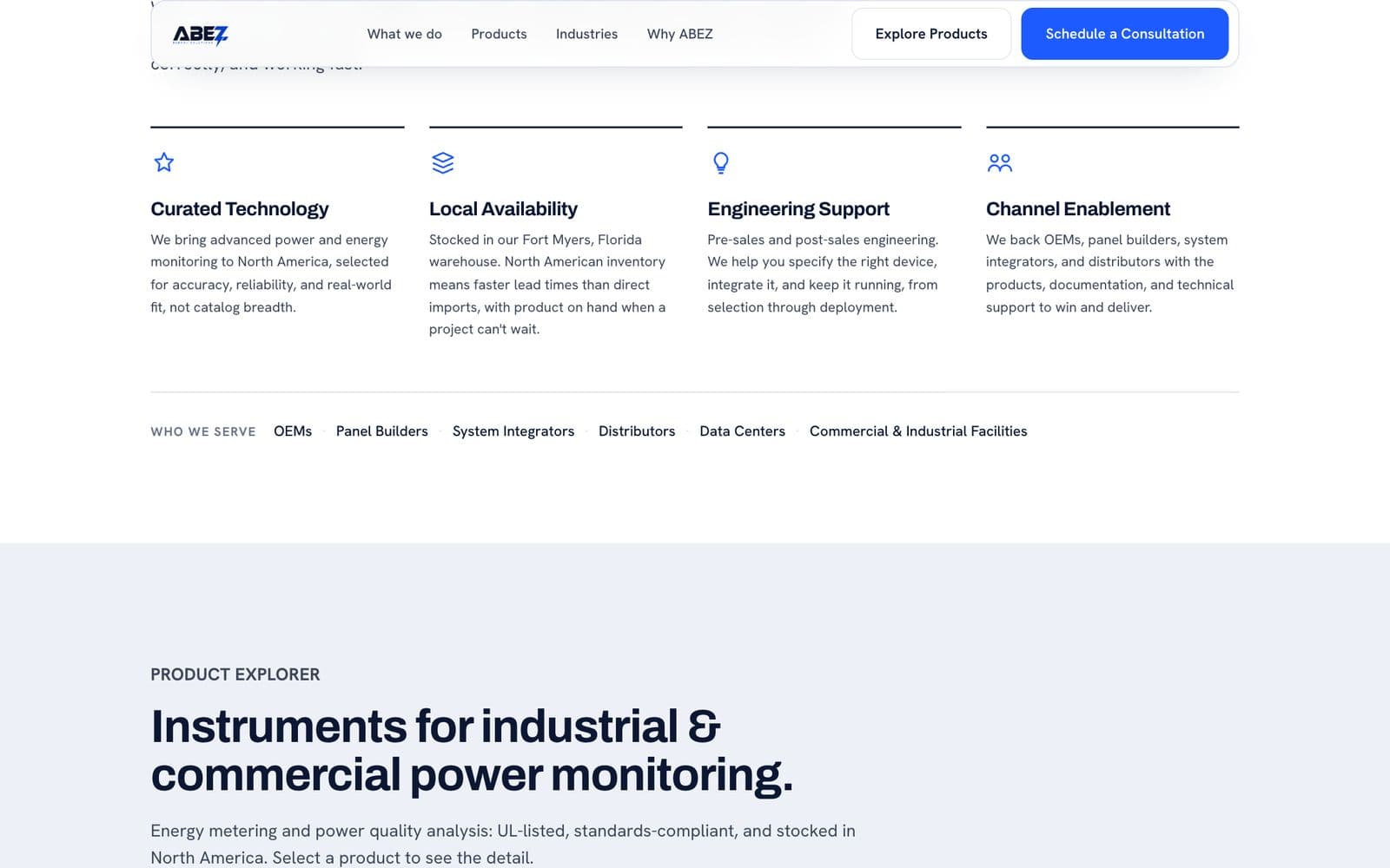 Industrial energy-tech company website, screen 3