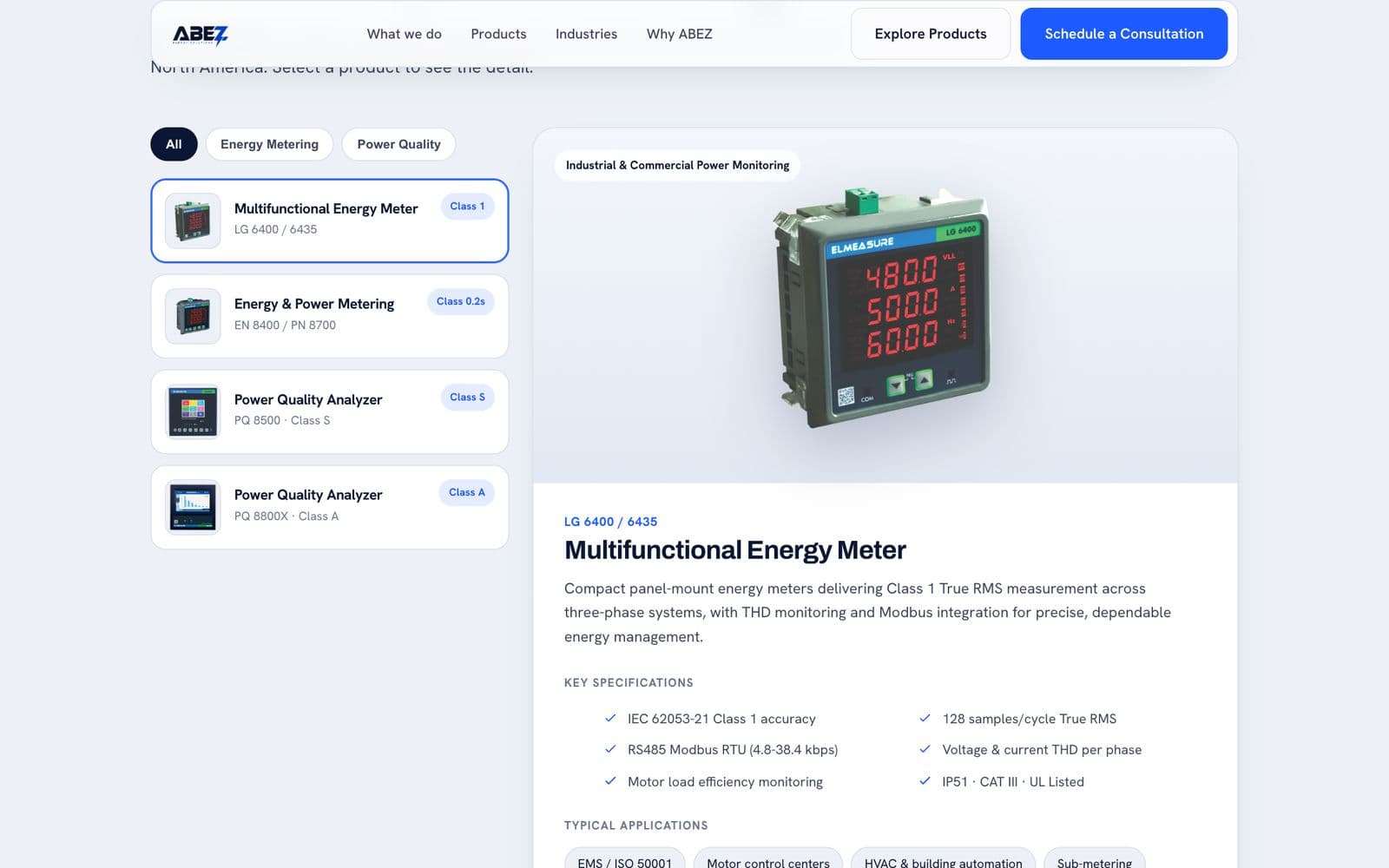 Industrial energy-tech company website, screen 4