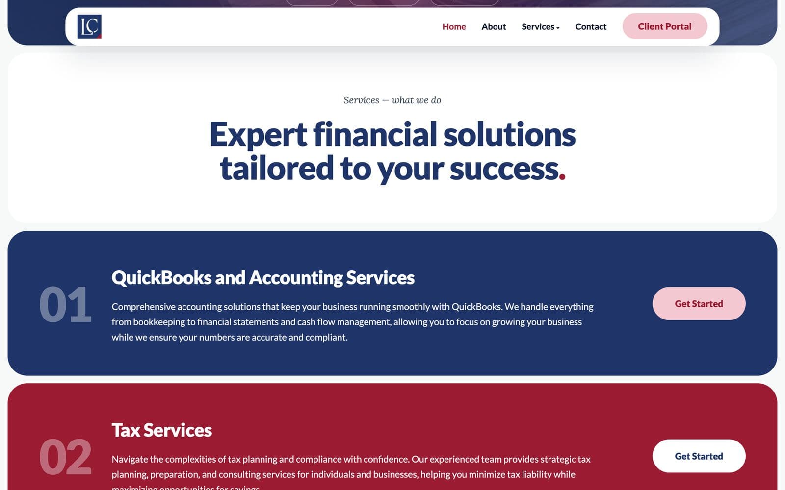 CPA firm website, screen 2