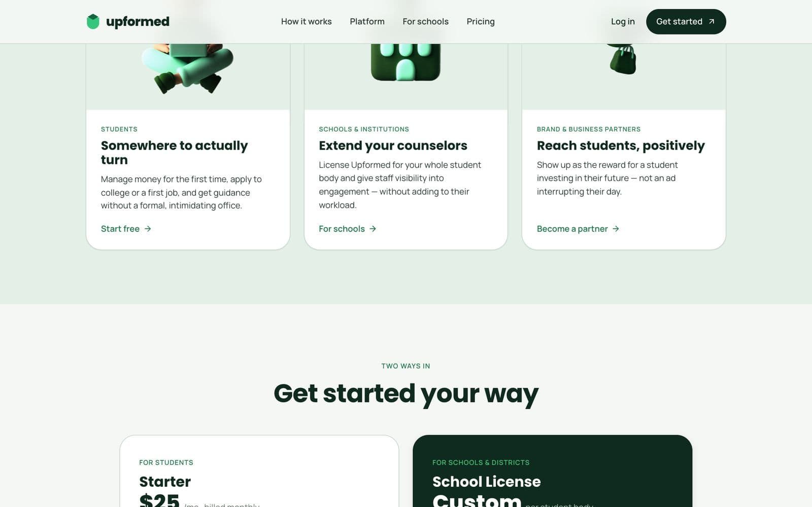 EdTech startup website, screen 4